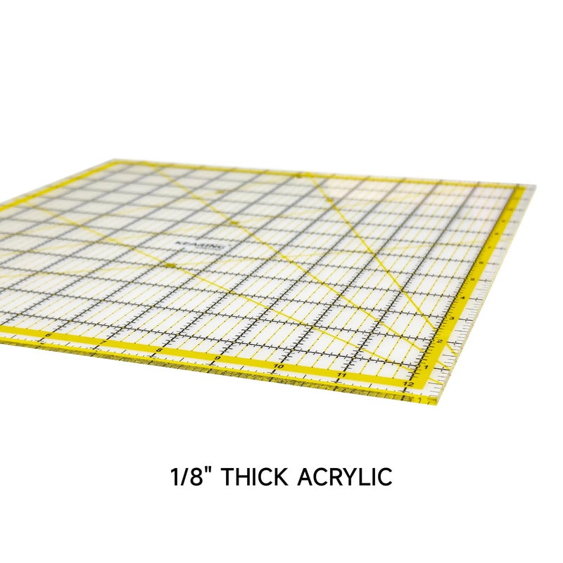 KEARING KERING Extra-Large Quilting Ruler - 12.5x12.5 inch Anti-Slip Acrylic Ruler for Patchwork Piecing, Bias Strips & Rotary Cutting, Professional Quilter's Must-Have Tool - Image 2